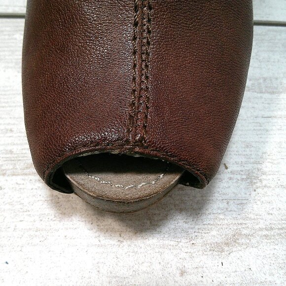 Apepazza Designer Leather Peep Toe Ankle high heeled Boots Conac Brown Size  7 - Picture 9 of 9